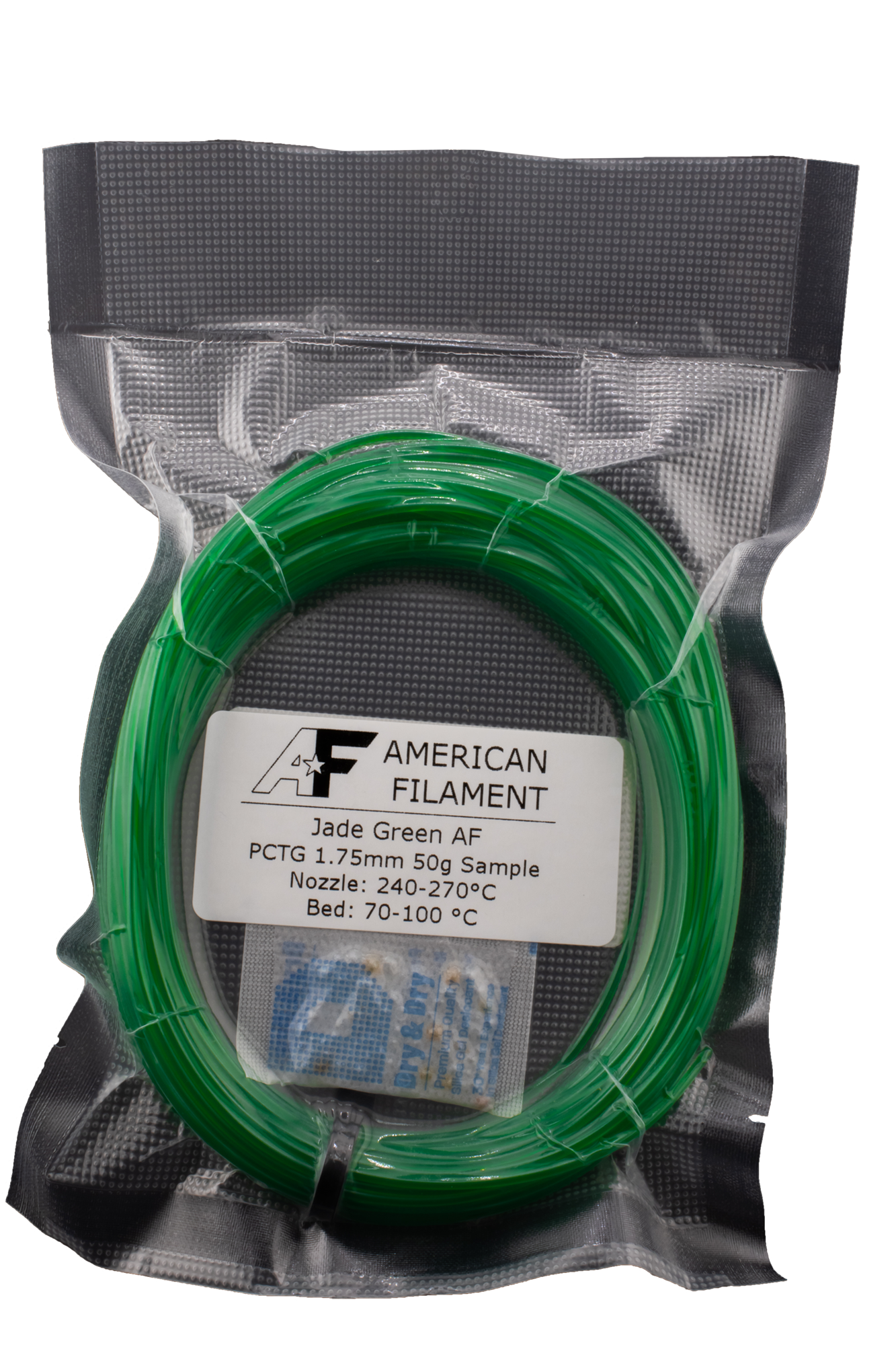 Transparent Jade Green AF 1.75mm PCTG Filament Made in the USA!
