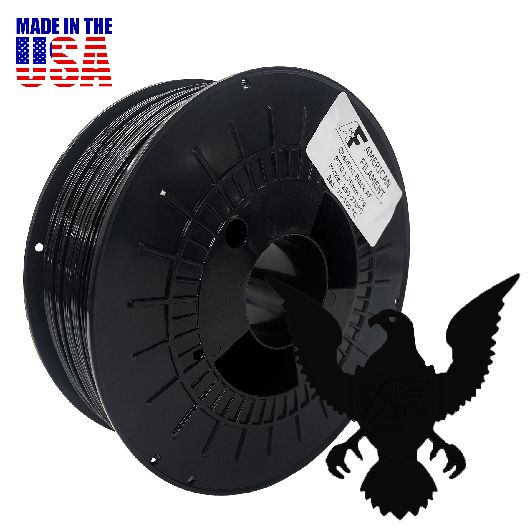 Obsidian Black AF 1.75mm PCTG Filament Made in the USA! – American Obsidian Black AF 1.75mm PCTG Filament Made in the USA! – American