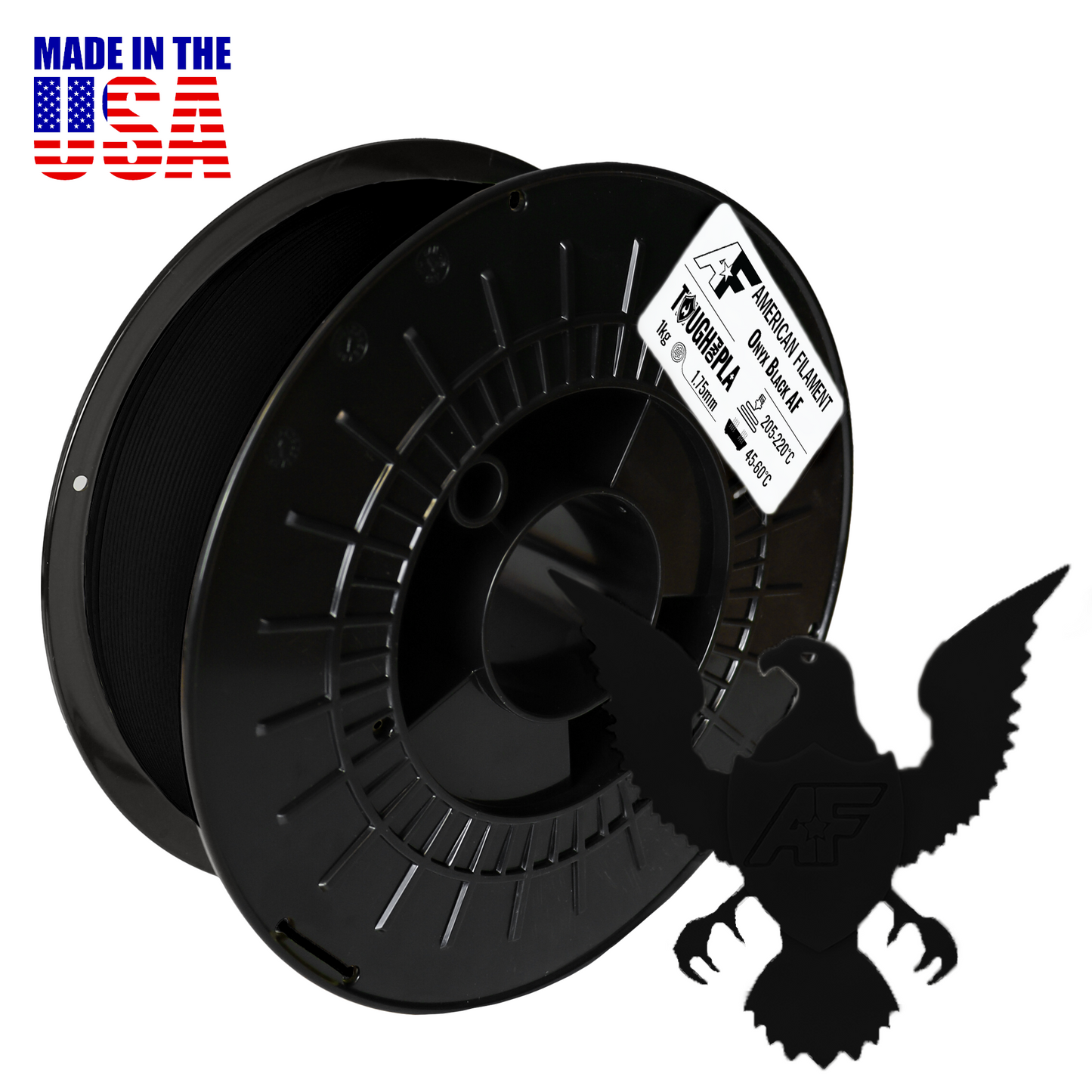 Onyx Black AF 1.75mm Tough Pro PLA+ Filament Made in the USA!.