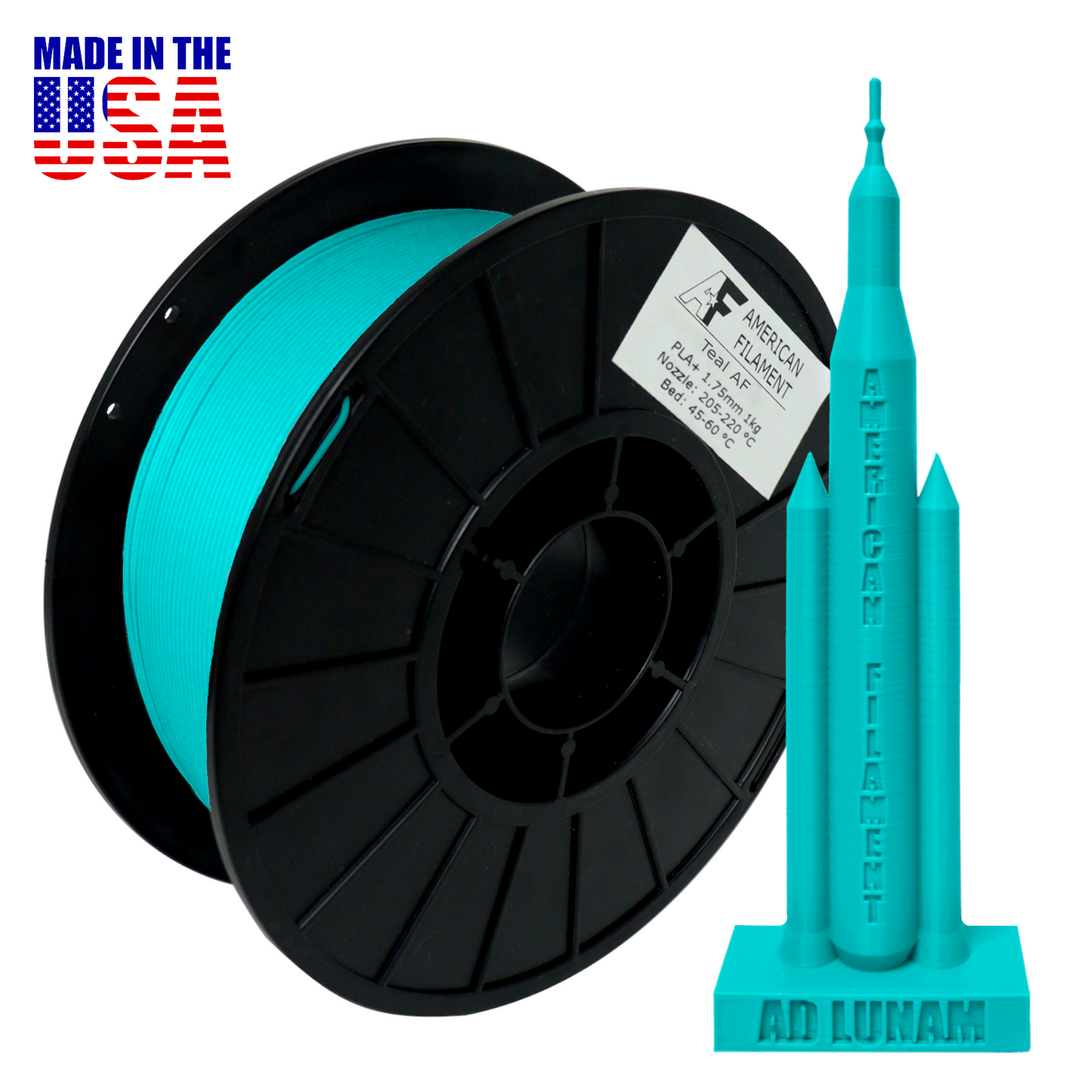 Teal AF 1.75mm PLA+ Filament Made in the USA!.