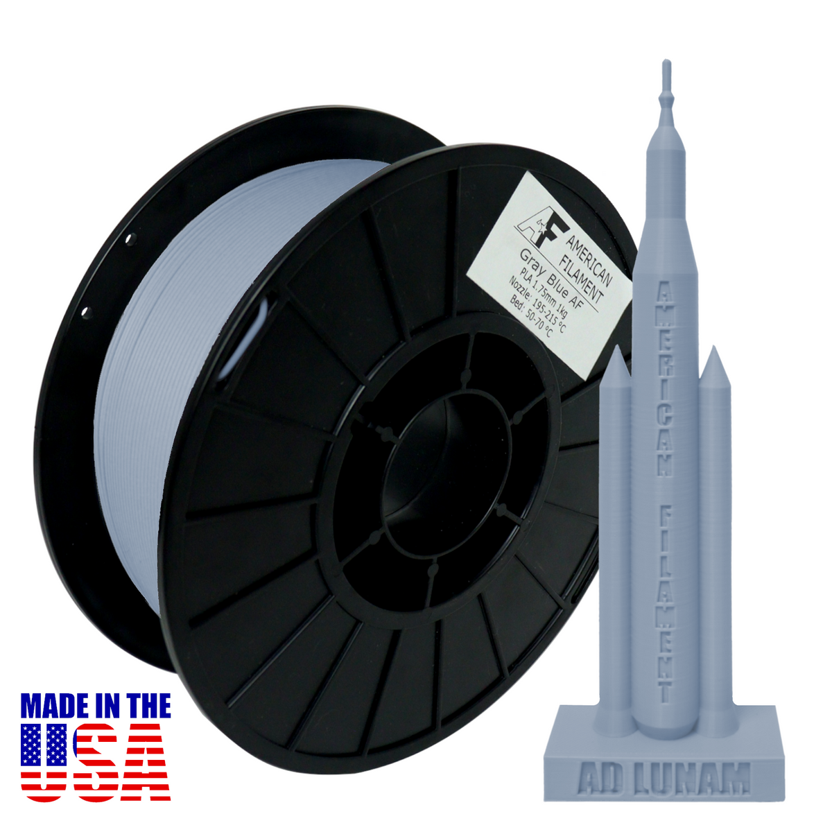 Gray Blue AF 1.75mm PLA Filament - Made in the USA!