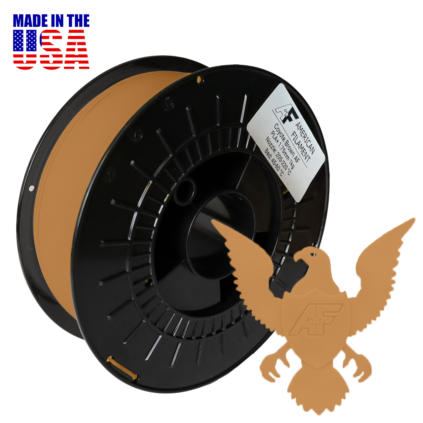 Coyote Brown AF PLA+ 3D Printer Filament, 1.75 mm Diameter, 1 kg Spool