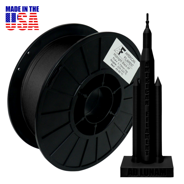 Midnight Black AF 1.75mm PLA+ Filament - Made in the USA!