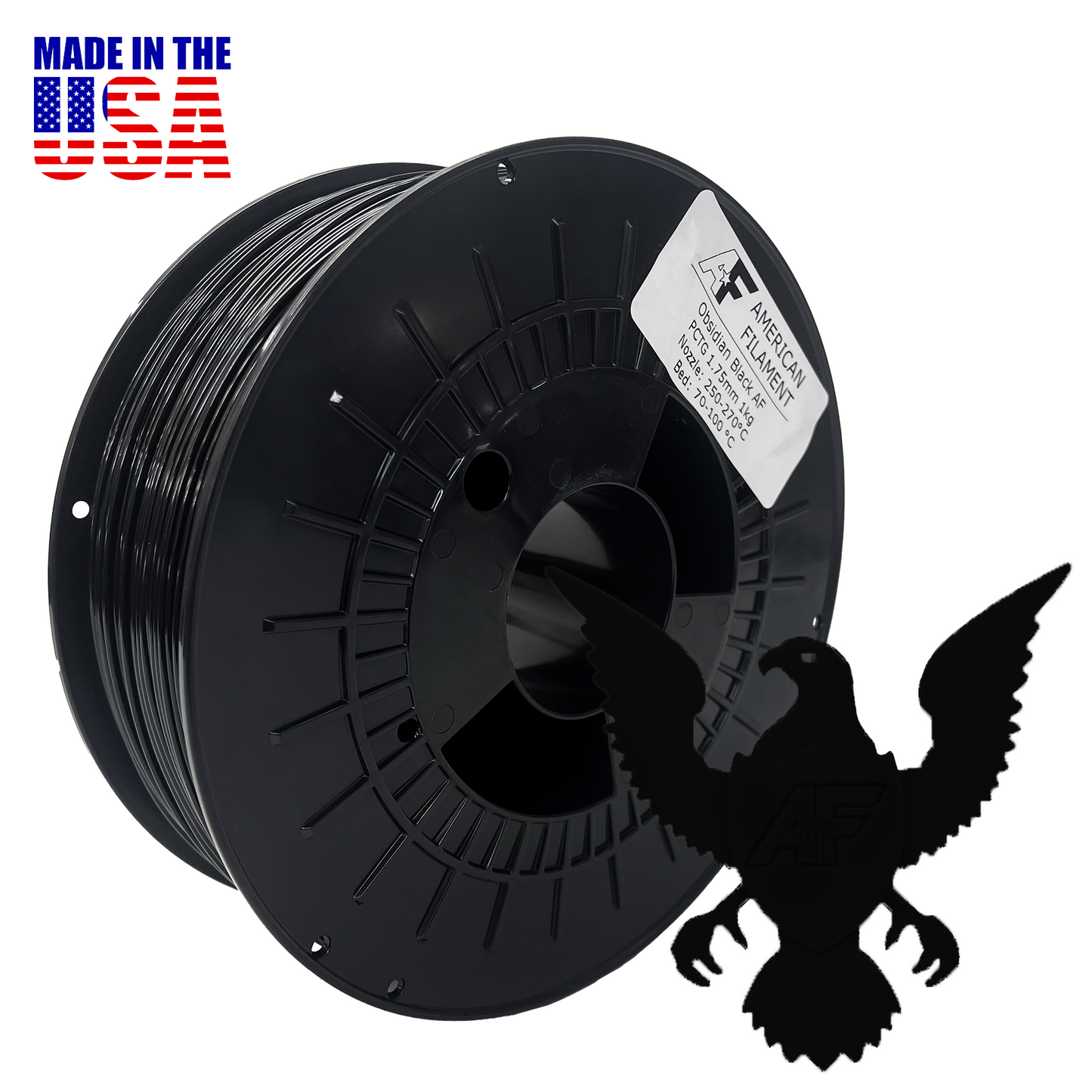 Obsidian Black AF 1.75mm PCTG Filament Made in the USA!