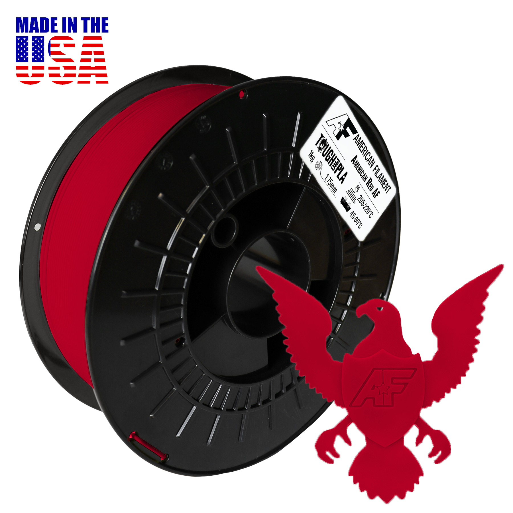 American Red AF 1.75mm Tough Pro PLA+ Filament Made in the USA!.