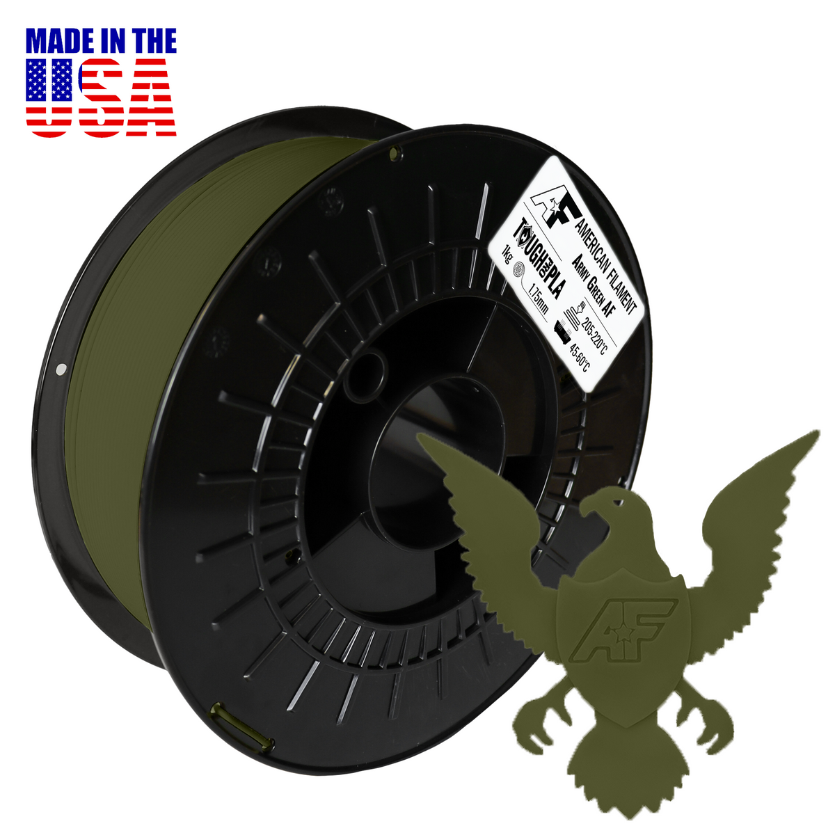 Army Green AF 1.75mm Tough Pro PLA+ Filament Made in the USA ...