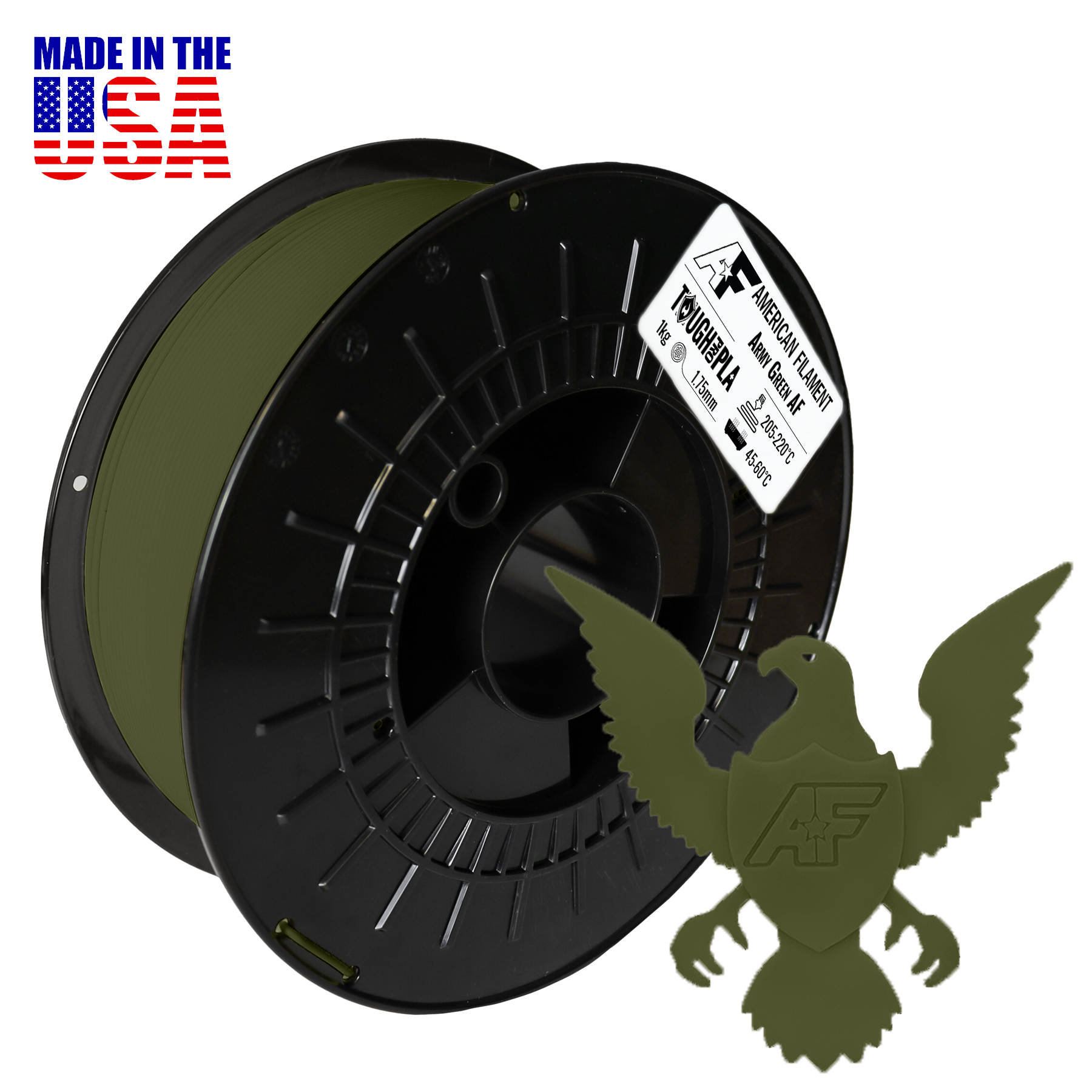 Army Green AF 1.75mm Tough Pro PLA+ Filament Made in the USA!.