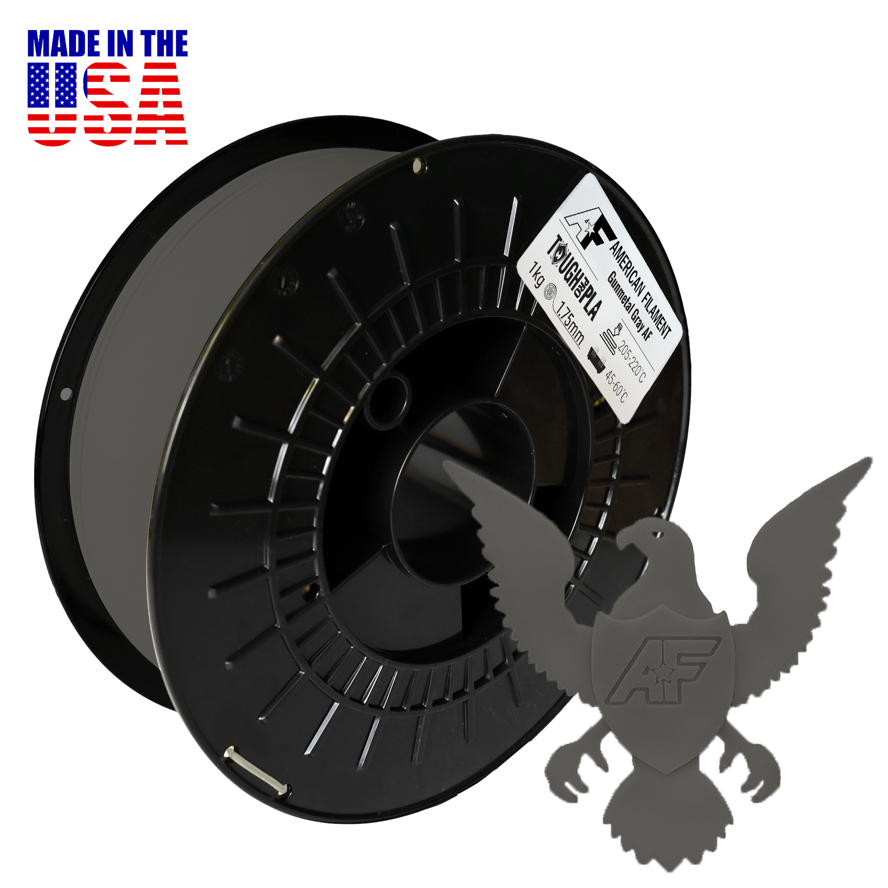Gunmetal Gray AF 1.75mm Tough Pro PLA+ Filament Made in the USA!.
