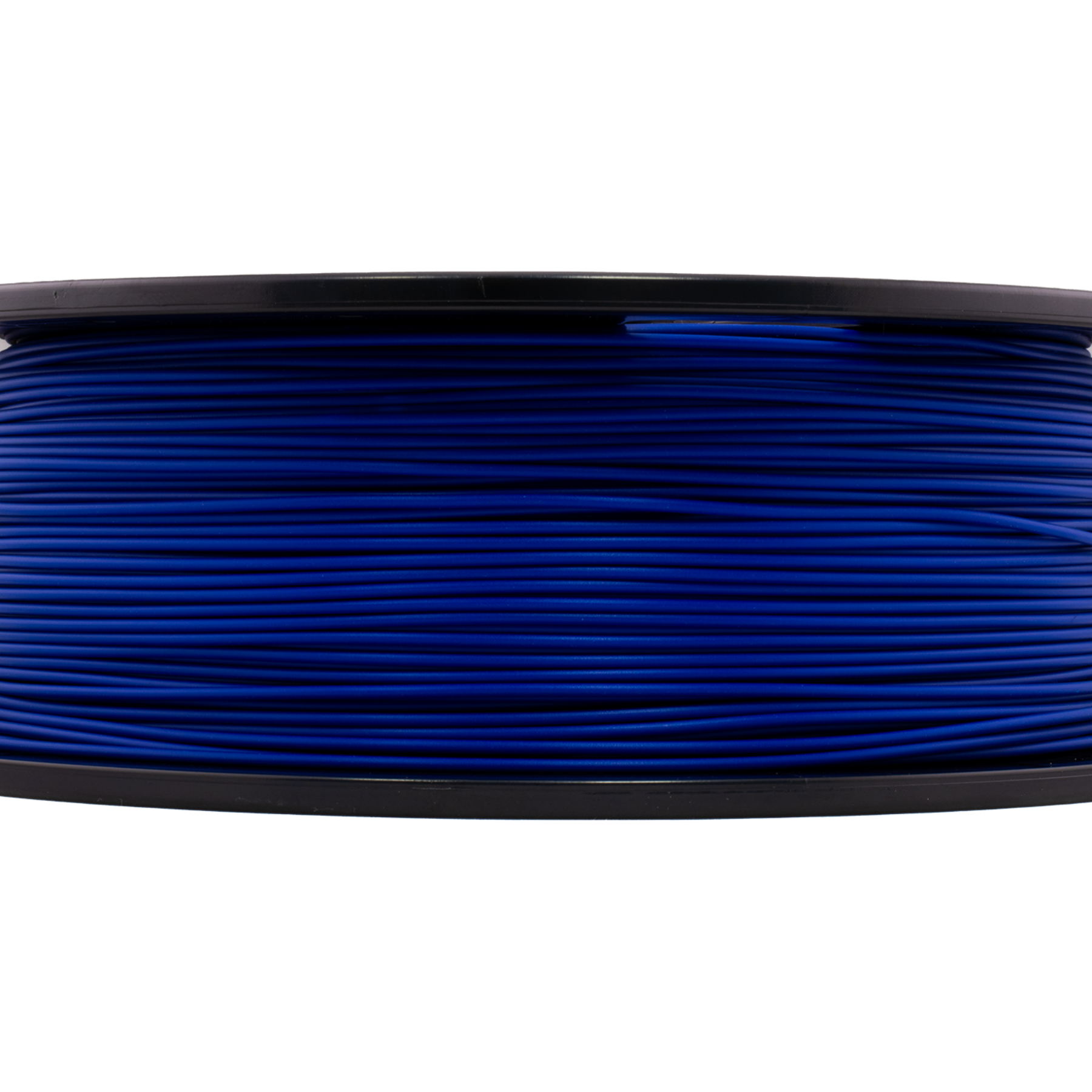 Spool of blue filament on a white background