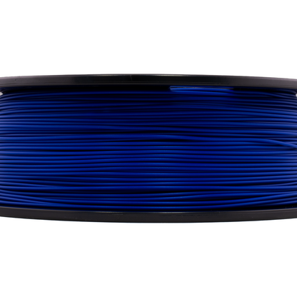 Spool of blue filament on a white background
