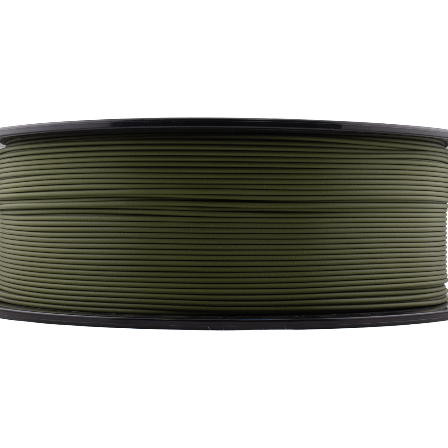 Spool of green filament on a white background