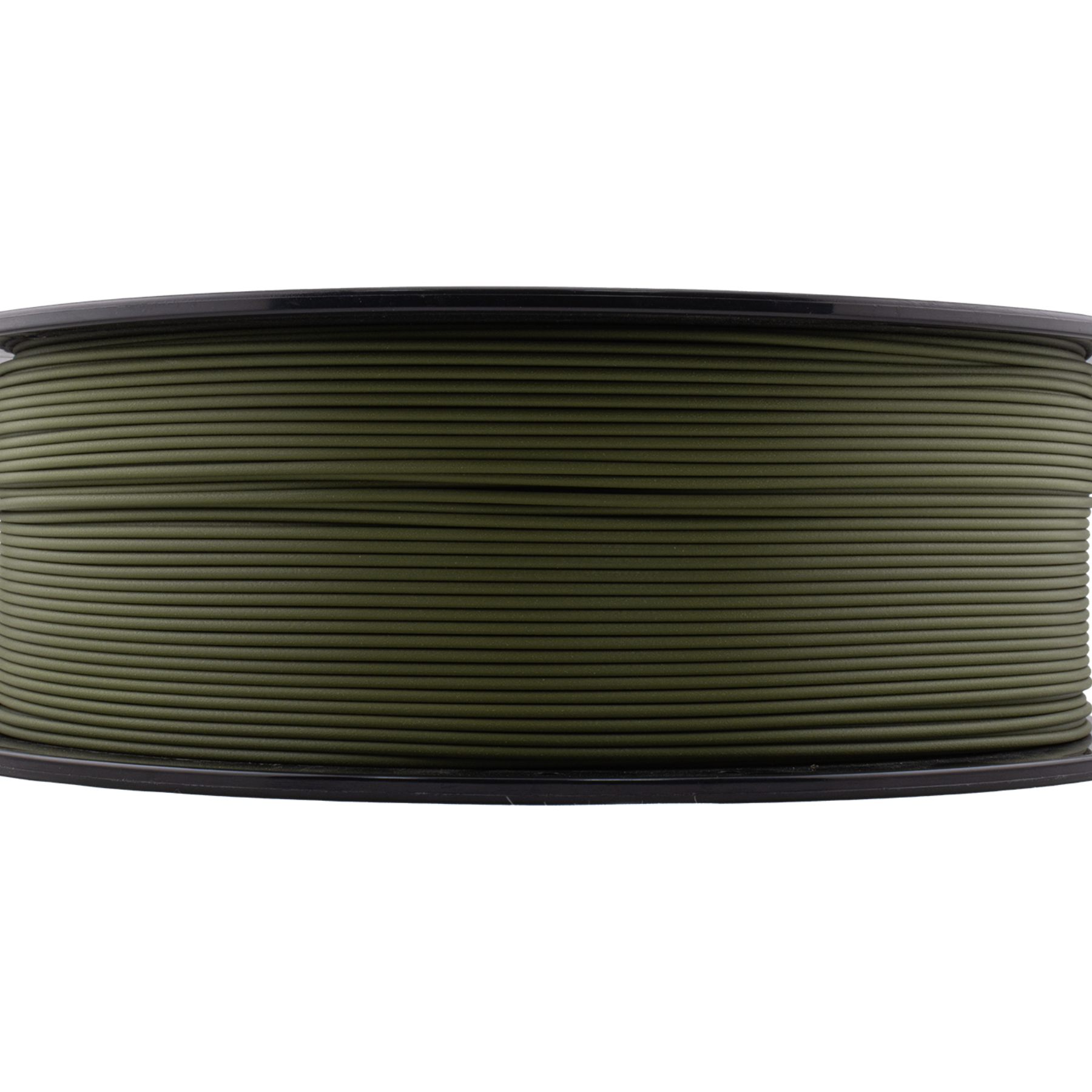 Spool of green filament on a white background