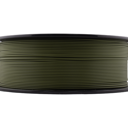 Spool of green filament on a white background