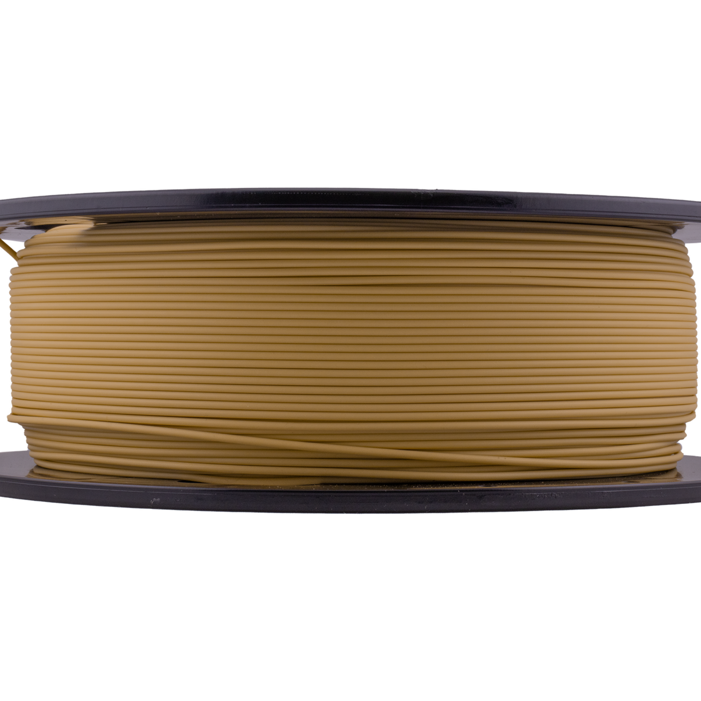 Spool of coyote tan filament on a white background