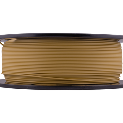 Spool of coyote tan filament on a white background