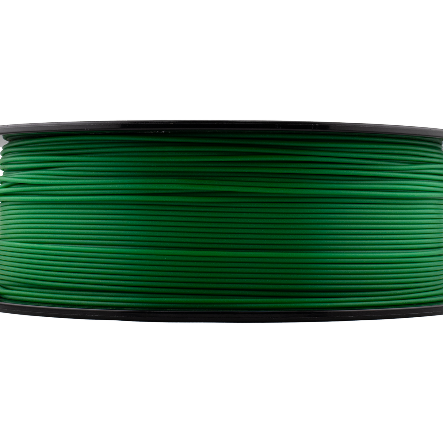 Spool of green filament on a white background