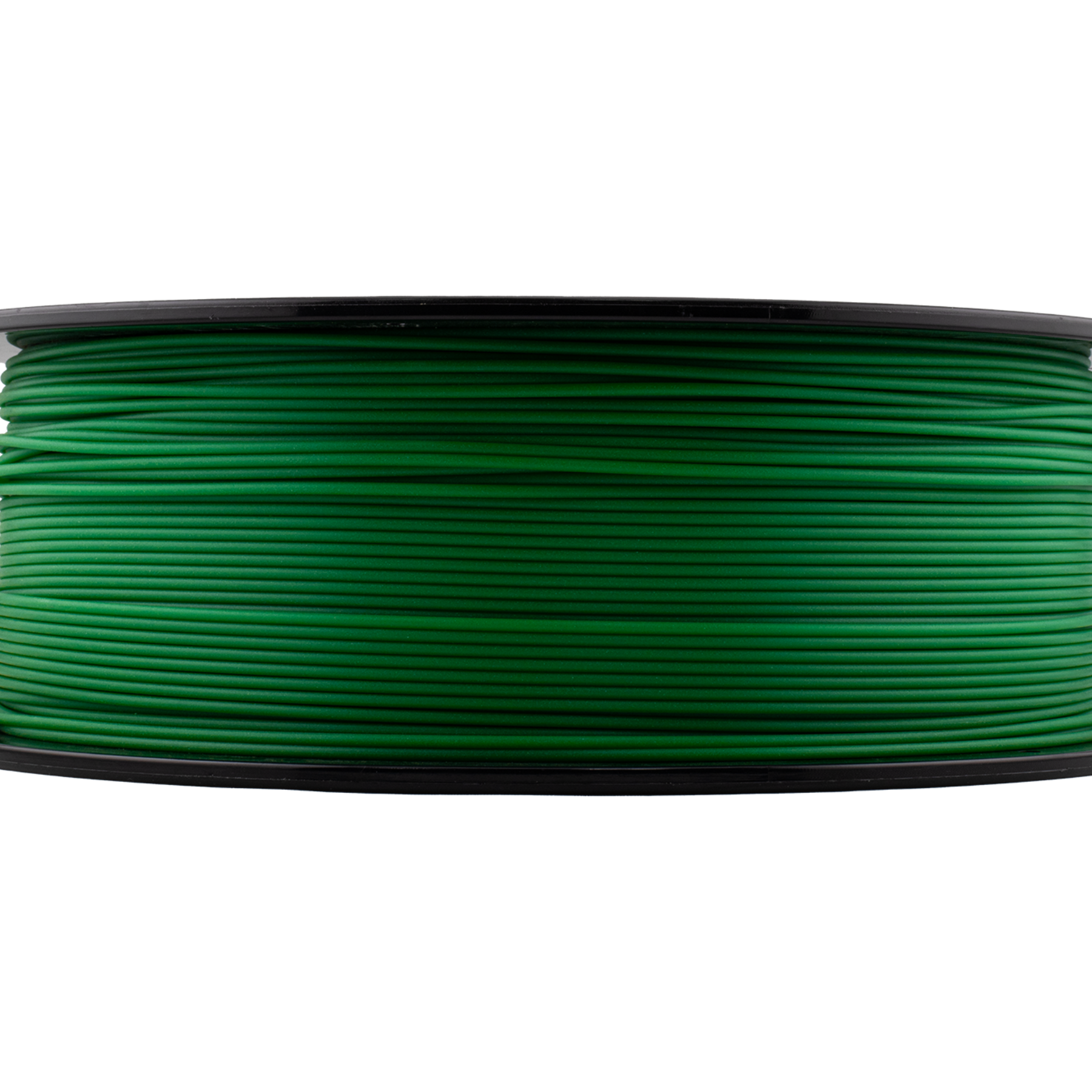 Spool of green filament on a white background