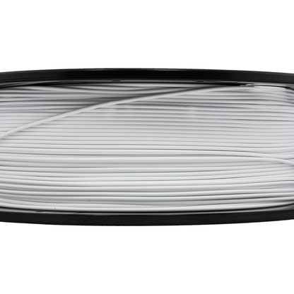 Spool of white filament on a white background