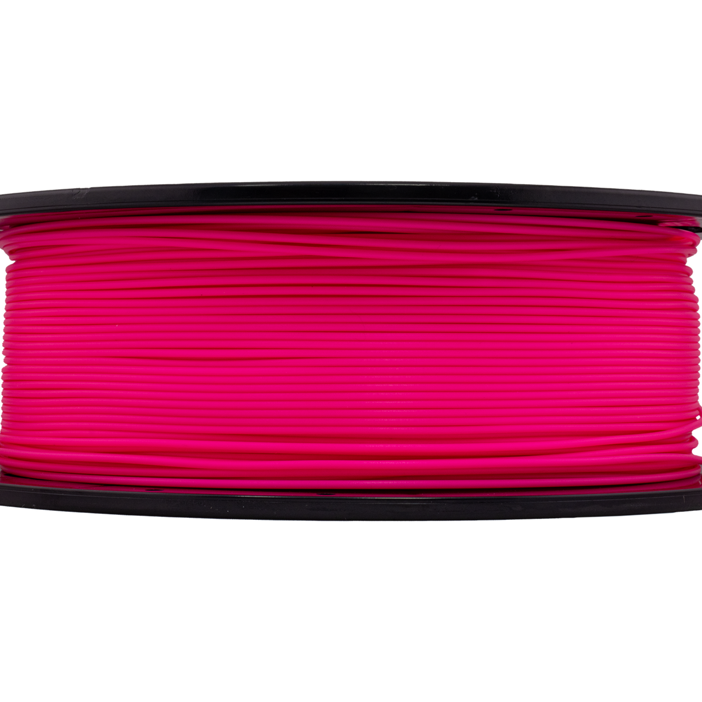 Spool of pink filament on a white background