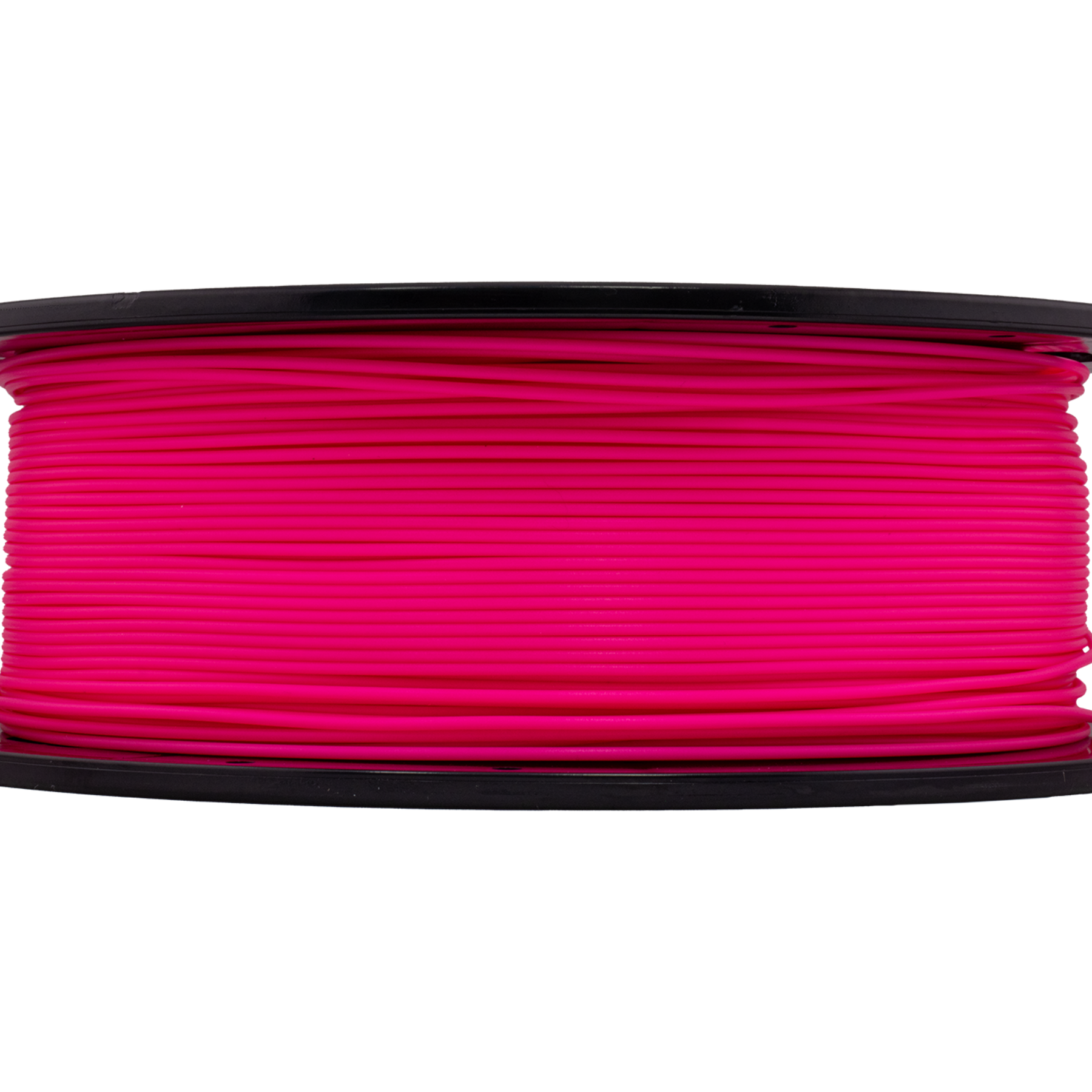 Spool of pink filament on a white background
